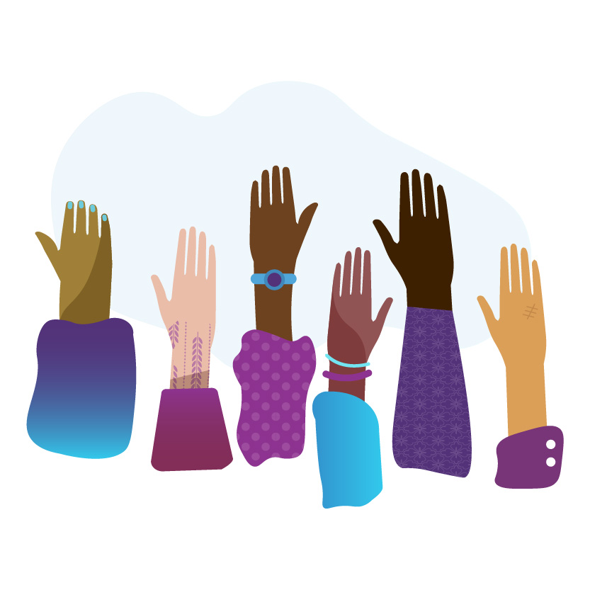 Vector Art of Different Raised Hands
