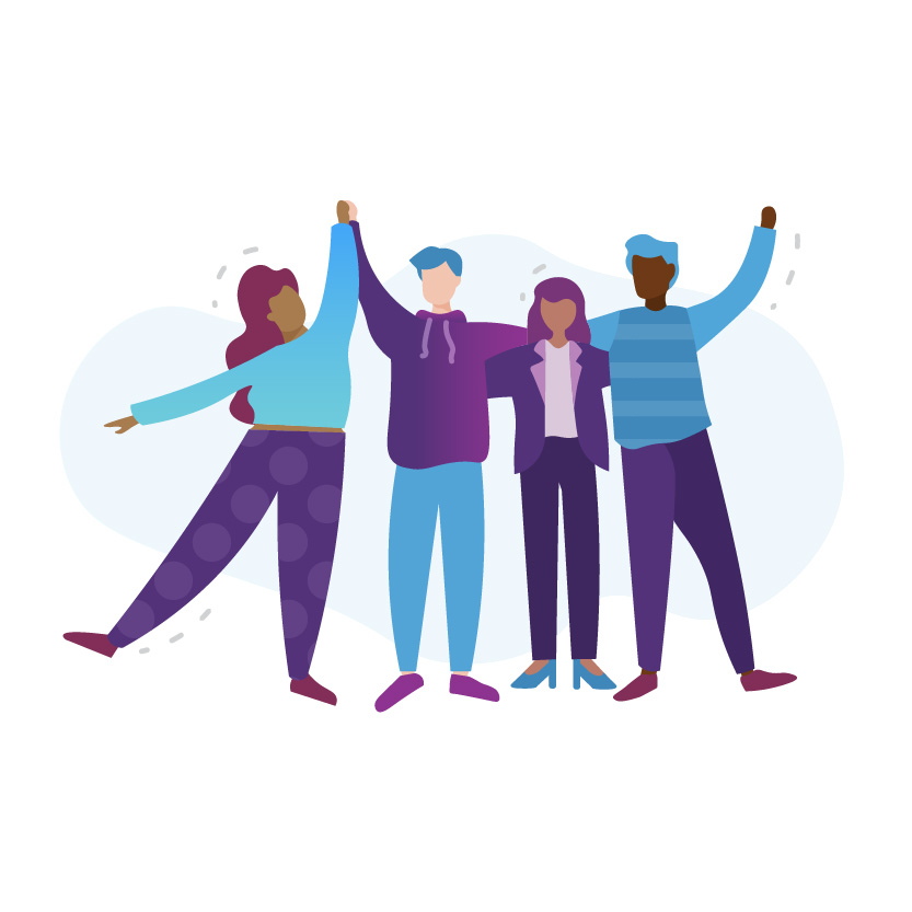 Vector Art of Four People In a Group Having Fun