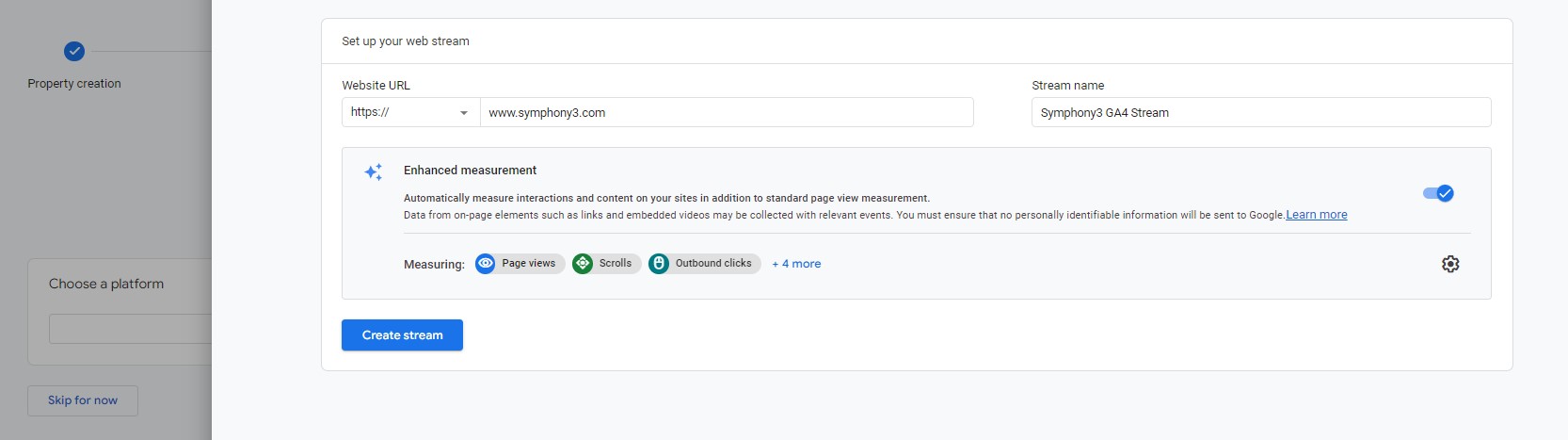Add your GA4 web stream