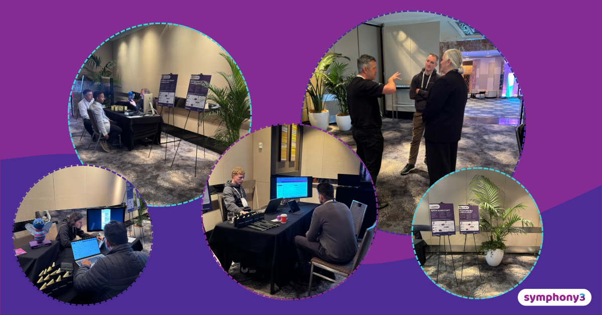 Collection of images of the Symphony3 team in our AI Innovation lounge at the LGPro Conference.