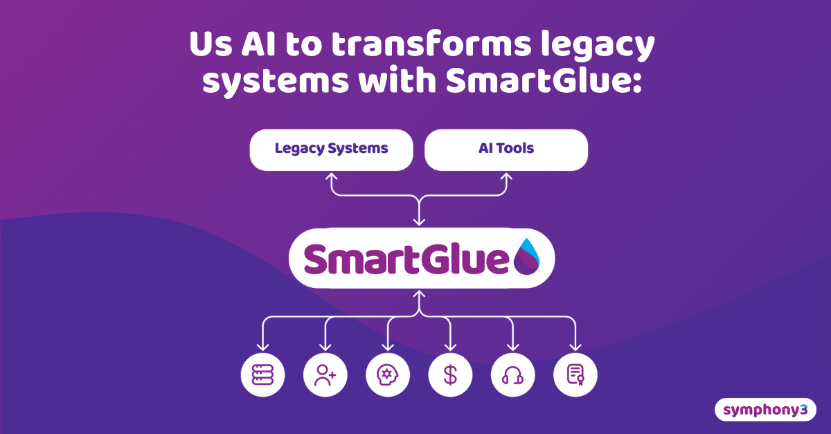 A diagram showing SmartGlue connecting AI systems to legacy systems and all your other tools