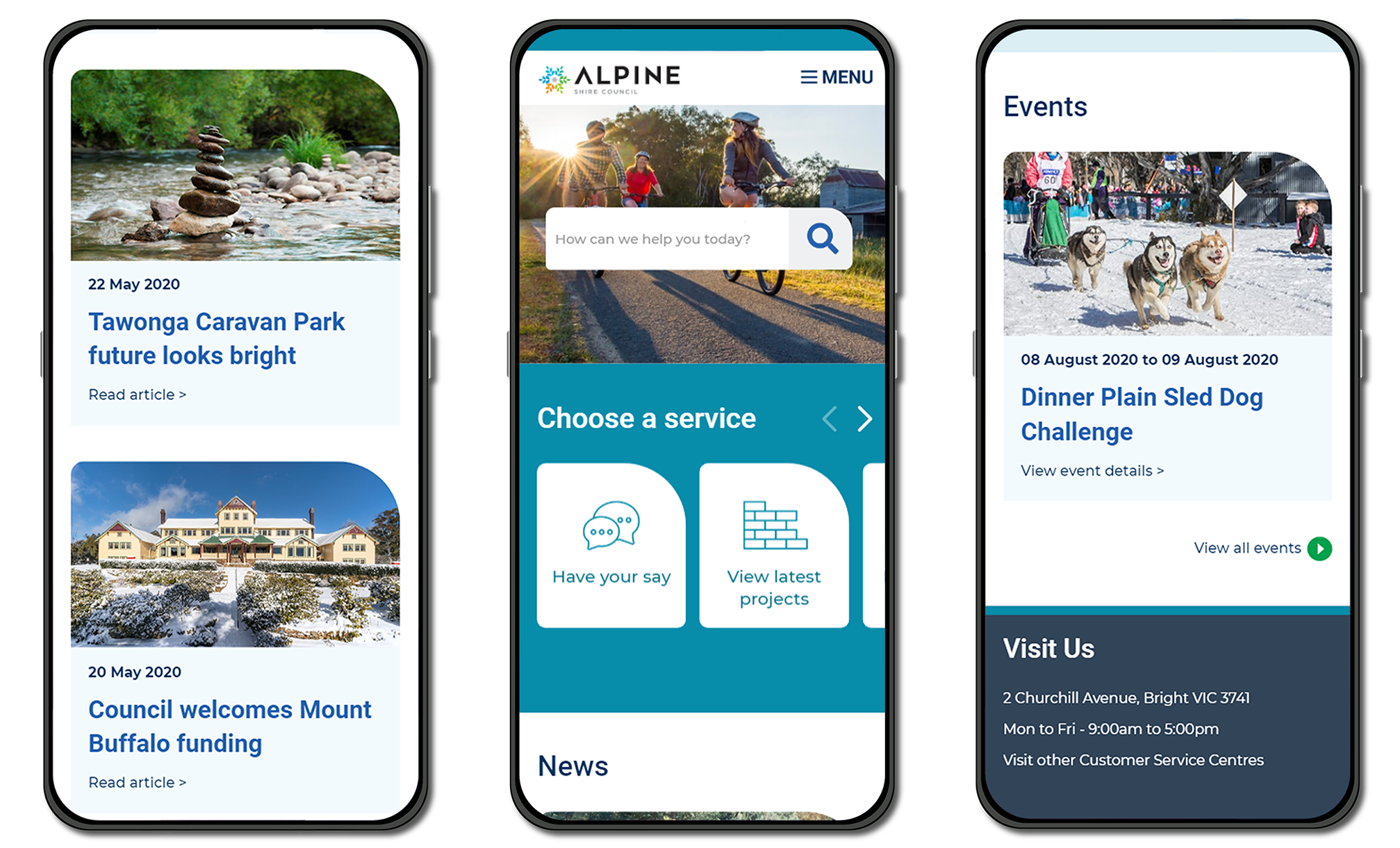 Alpine Shire Council Website Phone Mockup