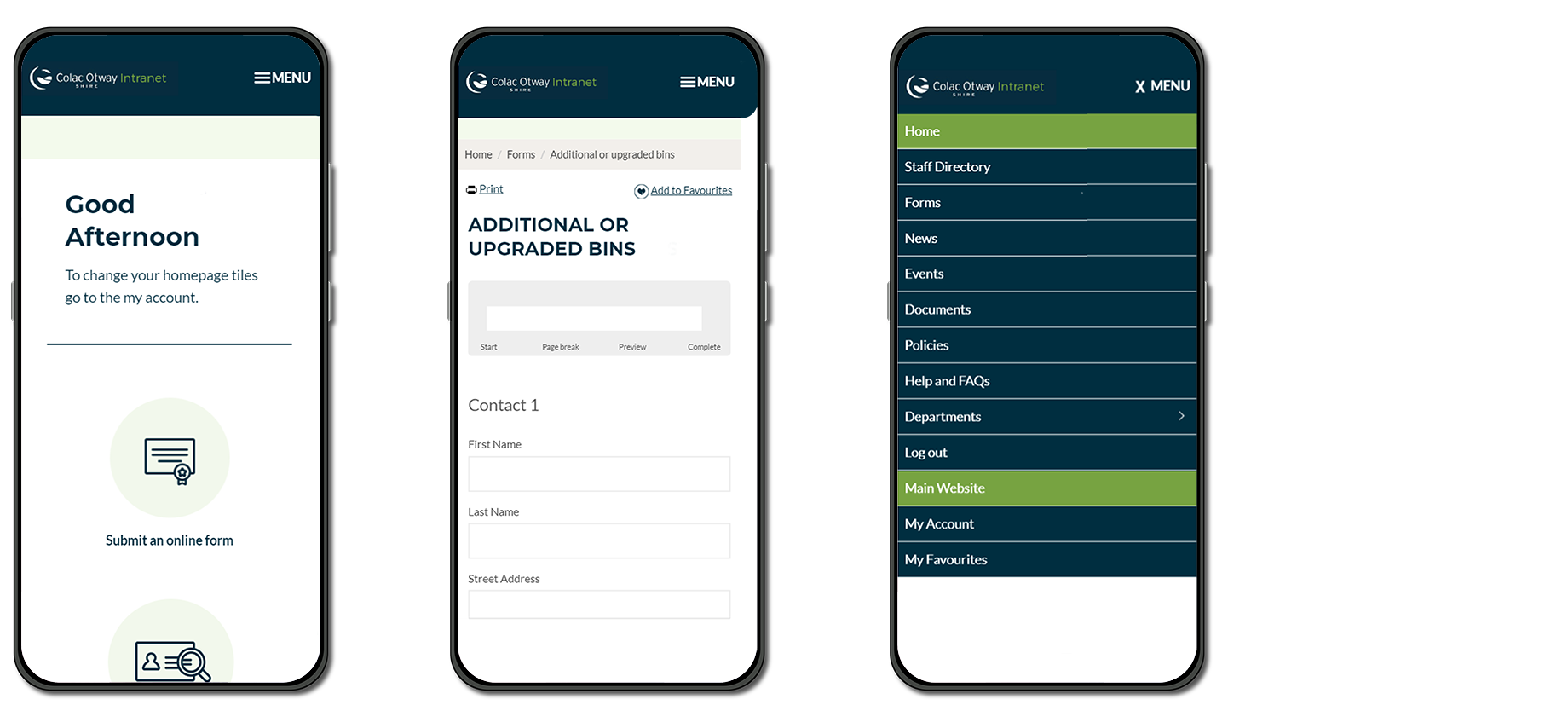 Colac Otway Shire Intranet Mobile Example