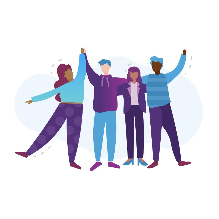 Vector Art of Four People In a Group Having Fun