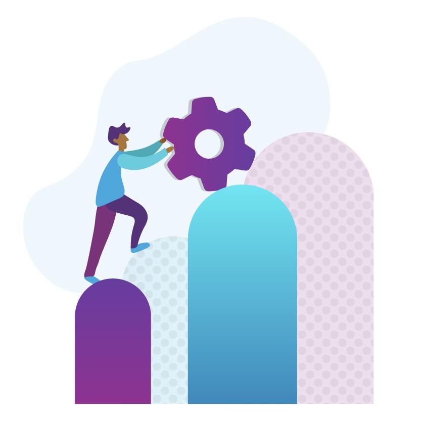 Vector Art of A Person Rolling a Gear Up a Hill